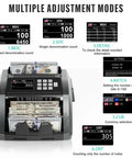 Image showing Cash Counting Machine With Bank Grade Counterfeit Detection UV MG IR DD, 3.5 Inch TFT Display and features.