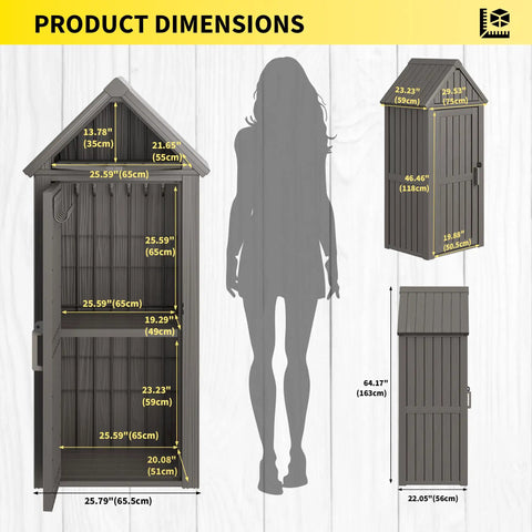 Product dimensions for All Weather Outdoor Resin Storage Cabinet With Removable Shelves Lock Ring and Reinforced Floor