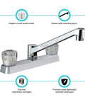 RV Kitchen Sink Faucet With Crystal Acrylic Knobs High Grade Plastic Construction Drip Free Washerless Cartridges