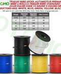 Color Coded 14 Gauge CCA Automotive Primary Wire Set, 6 Rolls Of 100Ft Each, Total 600Ft, White Black Yellow Green Blue Red PVC Jacket