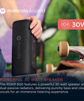 ROKR 600 Portable Bluetooth Speaker With Six Hour Playtime And IP67 Water Resistant For Home And Outdoors Compatible With iPhone Black Great For Travel And Outdoor Adventures With Rich Bass And Easy Pairing, black fabric speaker