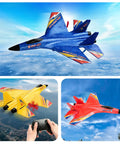 Blue, yellow, and red SU27 RC Airplane Ready To Fly Glider With 2.4 GHz Remote Control, 6 Axis Gyro, EPP Foam, Fighter Jet Look