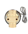 Front view of Brass 2 Way Normally Closed Electric Solenoid Valve, Quarter Inch NPT Port, DC 12 Volt, suitable for fluid control.