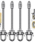 Rock Solid Heavy Duty Swing Hanger Kit With Ball Bearings For Porch And Patio Gliders set of four stainless steel mounting rods.