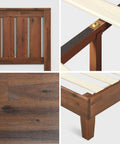 Close-up of King Size Solid Wood Platform Bed Frame with Antique Espresso Finish, showcasing slat support and headboard details.
