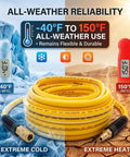 Heavy Duty 3/8 Inch By 25 Ft Hybrid Air Compressor Hose With Kink Resistant Build And Solid Brass Male Fittings For Dead Simple Hook Up And Hella Reliable Shop Performance displayed in extreme temperature conditions.