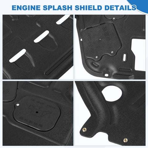 Dang Tough Engine Splash Shield For Kia K5 2021 To 2025 showing details of thick plastic construction and mounting locations.