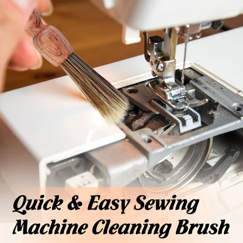 Wooden Lint Brush For Sewing Machines And Sergers With Built In Hanging Strap Cleans Fabric Fibers From Small Corners Handy Pro Grade Sewing Machine Cleaning Brush For Detail Work used to clean machine interior.