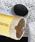 Close-up of Dry And Wet Vacuum Brazed Diamond Hole Saw Set 10 Piece Heavy Duty Kit for ceramic, showing textured drill bit