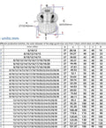 Rugged Heavy Duty HTD 8M Timing Pulley with adjustable bore, dimensions shown, fits shafts from 12 to 35mm.