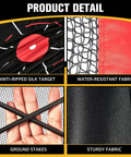 Product details showing All In One Golf Hitting Net For Backyard And Indoor And Outdoor Use with durable 7 ply netting.