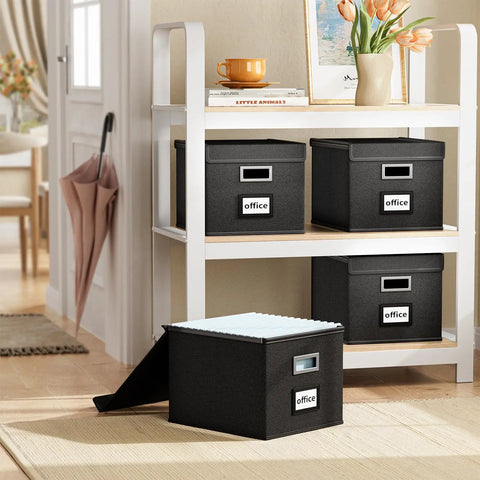 Kick Clutter To Curb With This Heavy Duty Collapsible File Organizer Box Featuring Glide Rail Tracks For Hanging Folders And Letter Paper Snap Together Desk Storage Crate Eliminates Mess Instantly