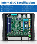 Internal components of Silent Fanless Mini PC Powered By Core I3 8130U Processor showcasing various slots and ports.