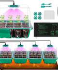 4 Pack Seed Starter Tray Kit with Grow Lights and Heat Mat 48 Cell Germination System with Humidity Dome and tools