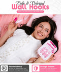 Totally Dope Pink Bow Adhesive Wall Hooks With Heavy Duty Grip Strips For Drama Free Peel And Stick Mounting, displayed in pink packaging.