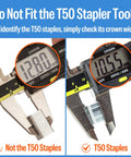 Image showing measurement of staples width for No Fuss Heavy Duty 21 Gauge Half Inch Crown Upholstery Staples 304 Stainless Steel.