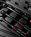 Beefy 3 In 1 Click Torque Wrench Set 1/4, 3/8, 1/2 Inch Drive in black case with red accents, 4-20, 5-45, 15-165 Ft-Lb ranges
