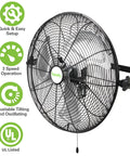 20 Inch Industrial Wall Mount Fan Featuring Hella Powerful 4600 CFM Airflow, Heavy Duty Metal Barn Design, Smooth Three Speed Pull Chain, Zero Hassle Garage Workshop Setup, Includes Two UL Rated Units For Serious Cooling.