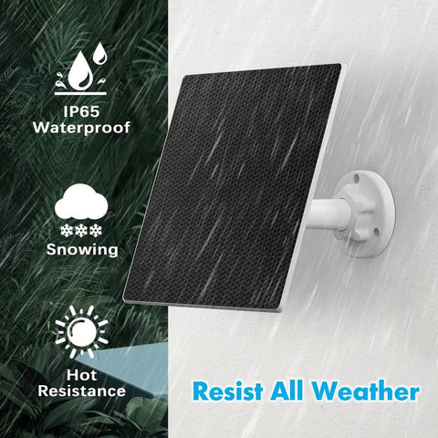Outdoor Solar Panel Charger For Security Cameras, 5W Solar Panel Kit, IP65 Waterproof wall-mounted under rain and snow