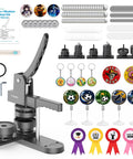3 In 1 Button Maker Kit with 1 in, 1.25 in, 2.25 in molds for DIY pin badges, keychains, and fridge magnets, supplies and parts included