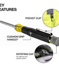 Close-up of Mini Precision Screwdriver With Pocket Clip And Magnetic Driver 13 In 1 All Purpose Bit Set Featuring cushion grip handle and rotating cap.