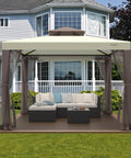 Beige 10x10 Patio Gazebo Tent With Removable Netting Outdoor Canopy Shelter For Garden Backyard Deck And Lawn 100 Sq Ft Shade