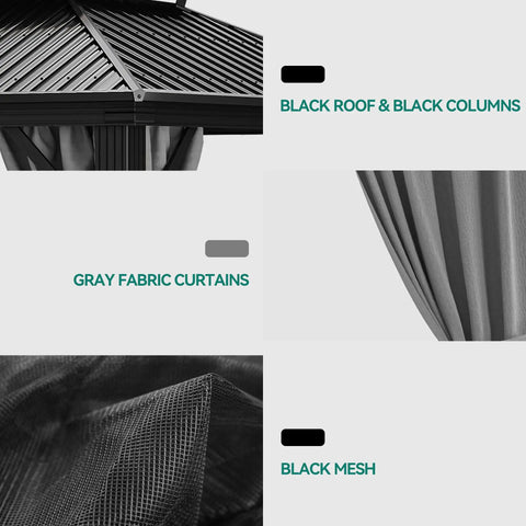 10x10 Ft Hardtop Gazebo With Netting And Curtains Heavy Duty Double Galvanized Steel Roof Ventilated Double Roof Design For Windy Days