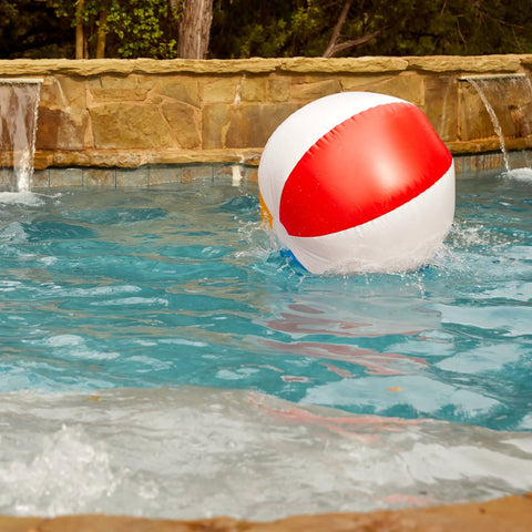 Inflatable Beach Ball For Pool Parties And Beach Day Fun, Colorful Classic Printed Design, 24 Inch Medium Size, Kid Friendly Pool Toy in water