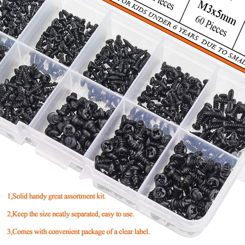 600 Piece Go-To Micro Phillips Screws Set For Laptops And Electronics In Ten Sizes M2 M2.3 M2.6 M3 Pan Head Self Tapping