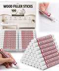 100 PCS Wood Filler Sticks Wax Crayons For Furniture Fix Ups And Scratch Coverage No Muss No Fuss Wood Knot Repair For DIY Home Restoration Projects, displayed in a set.