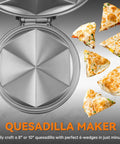 Bakers Friend Electric Quesadilla Maker 9.5 Inch Extra Stuffing Non Stick Grilled Cheese Press with 6 wedges.