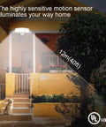 35W LED Security Flood Light Outdoor With Motion Sensor illuminating porch and stairs, 40 ft range, IP65 Weatherproof