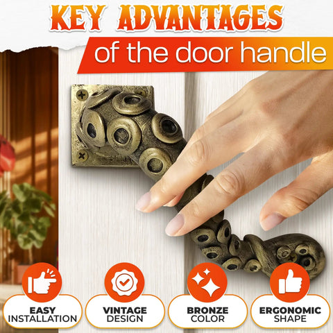 Octopus Door Handle With Dope Tentacle Look And Heavy Duty Pull Bronze Finish Made From Premium Polyresin Ergonomic Durable