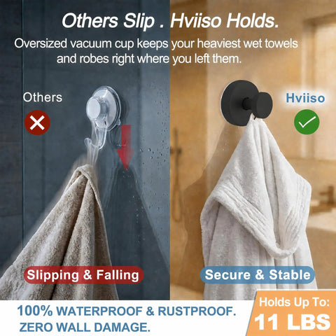 Heavy Duty Vacuum Suction Cup Hooks For Bathroom Shower Glass And Mirror Give Your Gear A Badass Lockdown Without Drilling Or Mess Totally Tight For Adding Towels Robes And Coats Black Two Pack