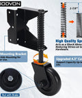 Heavy Duty Gate Wheel Casters For Outdoor Wooden And Fence Gates, Spring Loaded Wheel With 360 Degree Swivel, Shock Absorbent Rollers