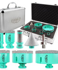 Diamond Hole Saw Kit 7Pc Heavy Duty Pro Grade For Tile And Stone with sizes in open case