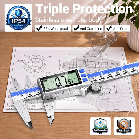 Heavy Duty Digital Caliper Eight Inch Rechargeable Stainless Steel Gauge With Type C Charging Port Auto Power Off Precision Measuring Tool Straight Up Gonna Nail Every Cut For Busy Makers