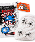 Epic Halloween Fake Spider Webs With 200 Square Feet Of Stretchable Yard Netting And Twenty Realistic Creepy Crawlers for decoration and fun.