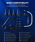 Top-down view of Orion Motor Tech 3L manual transmission fluid pump with 12 ATF adapters and tubing