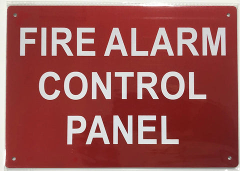 Red Reflective Fire Alarm Control Panel Sign Aluminum 7x10 Inches White Text Heavy Duty Rust Resistant Wall Mount Safety Marker