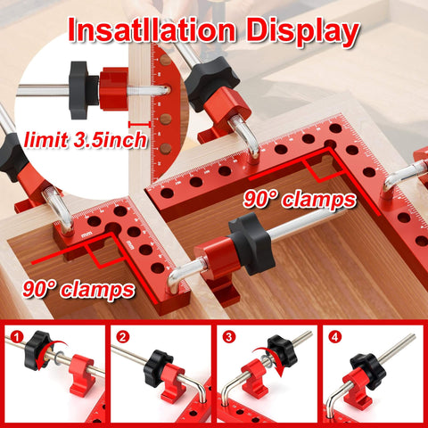 Installation of Eight Piece Corner Clamps With Box For Woodworking Aluminum Alloy 90 Degree Right Angle Clamp Set