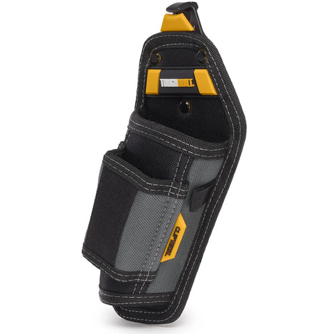 ClipTech Hammer Holster Clip On Belt Tool Holder with Nail Puller Sleeve and Rear Angle Design for easy jobsite carry.