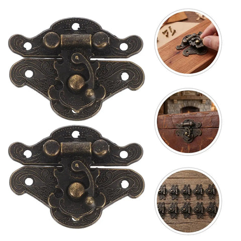 Old School Retro Decorative Jewelry Box Hasp Latch With Screws Zinc Alloy Antique shown with DIY applications