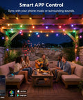Outdoor String Lights 150Ft RGB IC Dimmable Shatterproof LED Bulbs IP67 Waterproof DreamColor Patio Strip Lights For Backyard