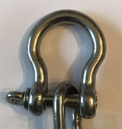 Marine Grade Stainless Steel 316 Anchor Chain One Quarter Inch By Ten Feet Includes Two Bow Shackles