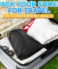 10 Pack Non Mesh Solid Travel Shoe Bags Set Waterproof Drawstring Sneaker Storage Organizer 11.8 By 15.75 Inches in suitcase