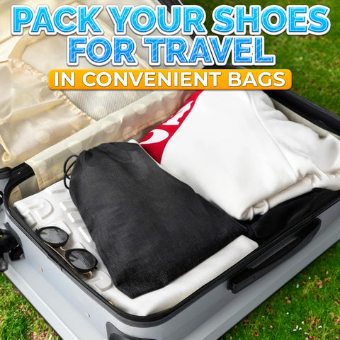 10 Pack Non Mesh Solid Travel Shoe Bags Set Waterproof Drawstring Sneaker Storage Organizer 11.8 By 15.75 Inches in suitcase