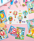 24 Sheets Hot Air Balloon Make A Face Stickers Set For DIY Crafts And Party Games Mix And Match Decals With Cute Animals