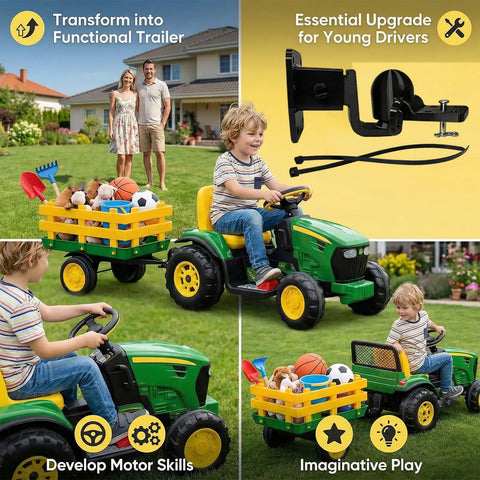 Universal Trailer Hitch Adapter for Kids Ride-On Toys fits three eighths inch hole, connects Power Wheels Peg Perego trailers