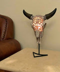 Southwestern Style Steer Skull Resin Wall Sconce Or Table Lamp With Removable Metal Stand And LED Bulb Western Decor